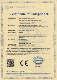 L WL SL EMC certificate of compliance