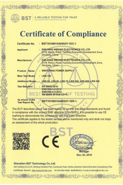 LRS-MEC certificate of compliance