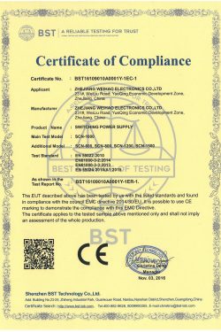 SCN-EMC certificate of compliance
