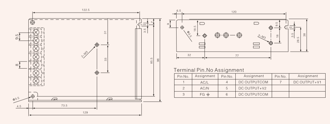 AC TO DC smps 30W Dual output supply unit