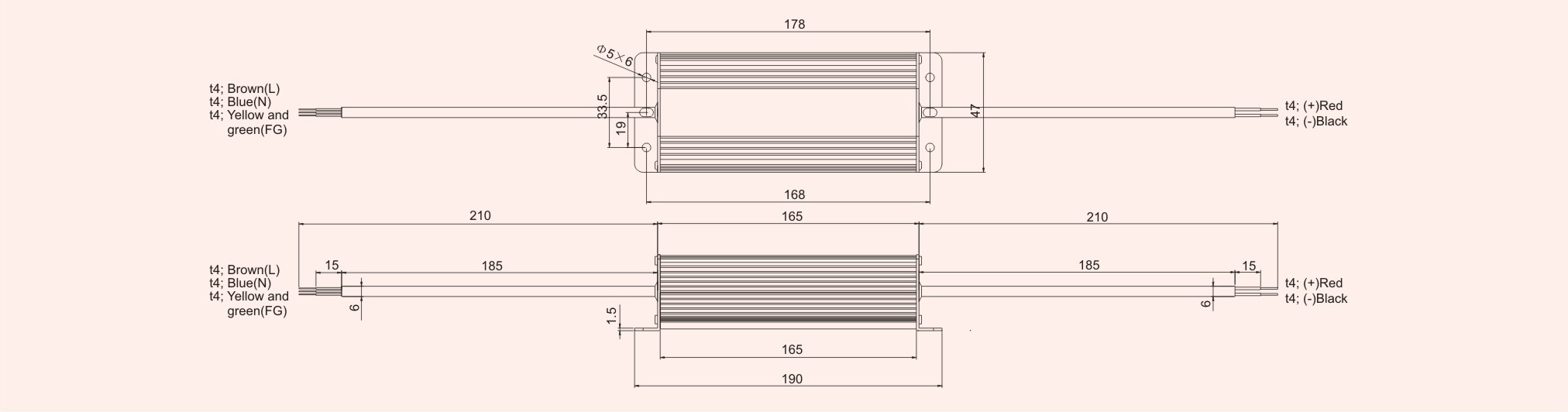 Waterproof IP67 LED driver AC 110v/220v 60W power supply mechanical specification