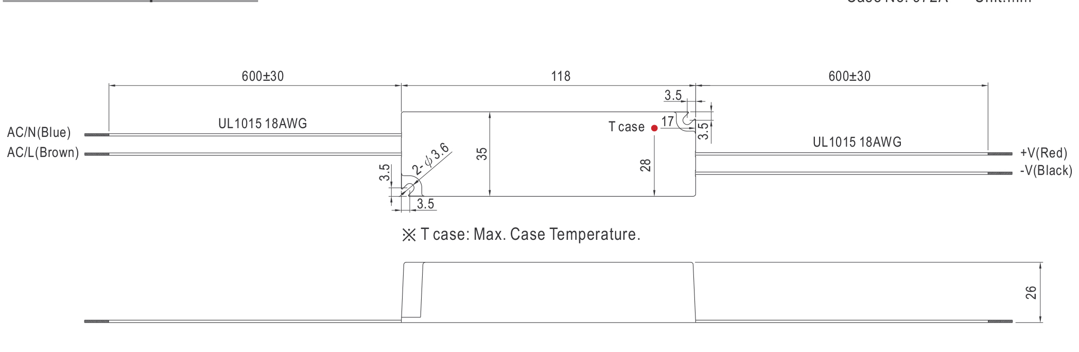 Waterproof IP67 plastic LED driver AC 110v/220v to constant DC output 10W power supply mechanical specification