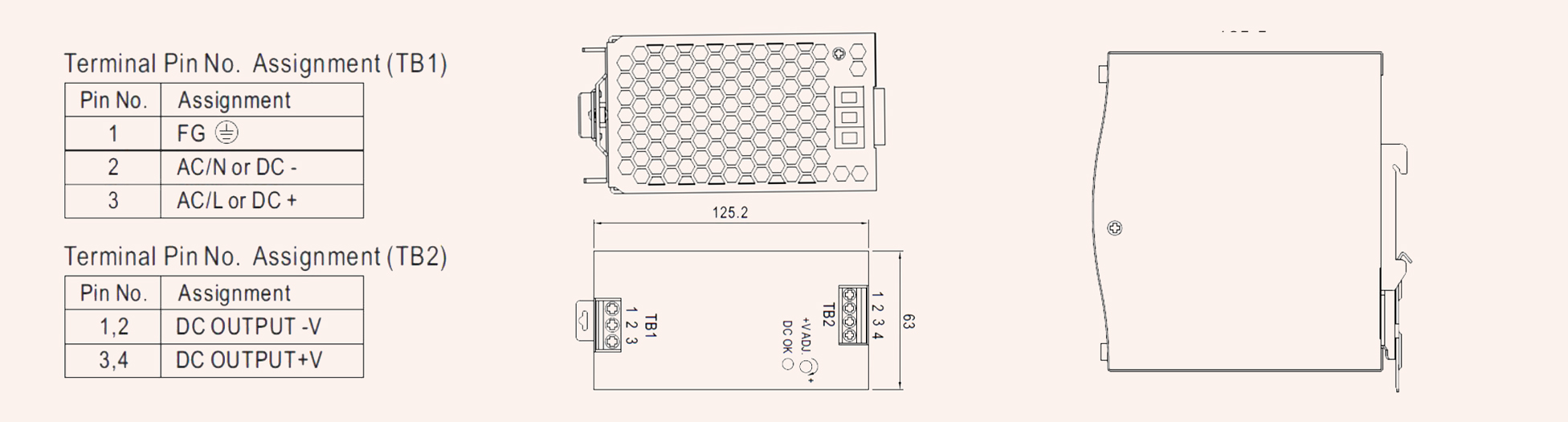 NDR dinrail 240W AC to DC switching power supply