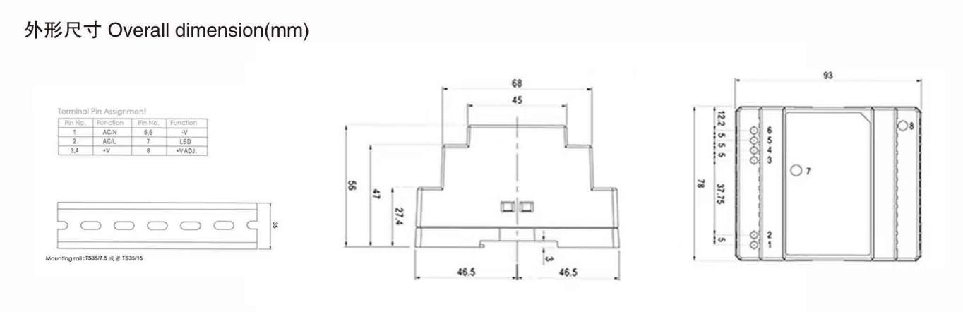 DR-30 T Switching Power Supply size