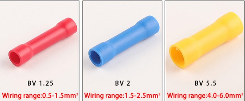 Factory supply PVC terminal ends BV1.25 BV2 BV5.5 Insulated butt connectors  title=