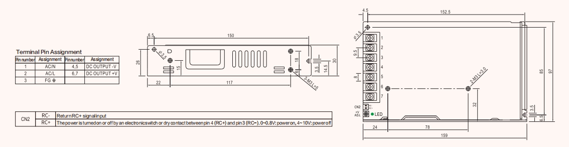 RSP-200 AC To DC Power Supply With PFC  title=