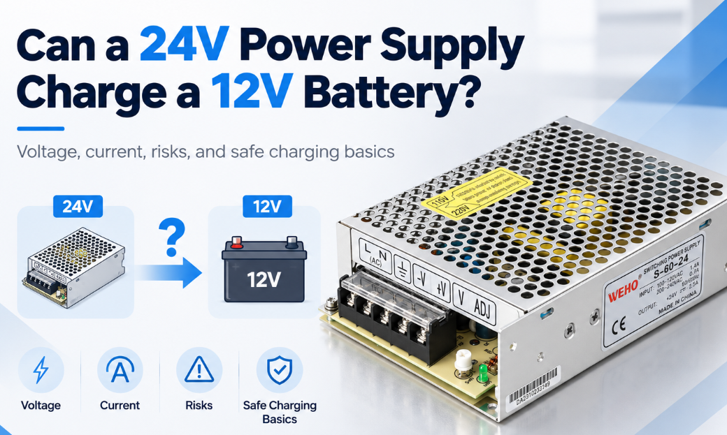 Uma fonte de alimentação de 24V pode carregar uma bateria de 12V