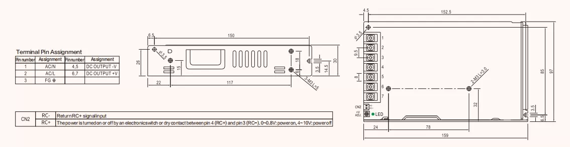 RSP-200 AC To DC Power Supply With PFC  title=
